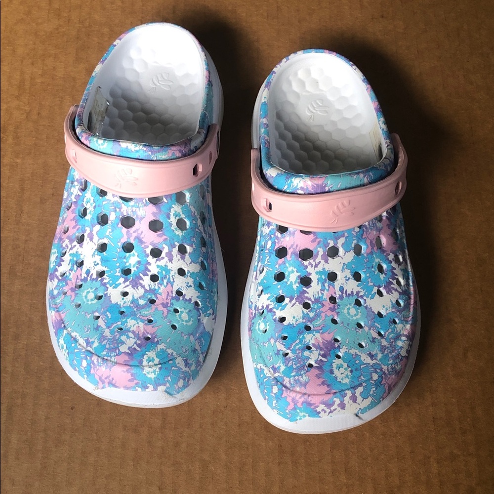 Joybees Active Clogs Floral Blue and Pink Print Size 8